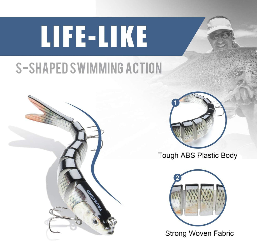 TRUSCEND Kunstköder Hecht, Fisch Köder für Zander Barsch Forellen Wobbler Swimbait, Angelköder Fisch