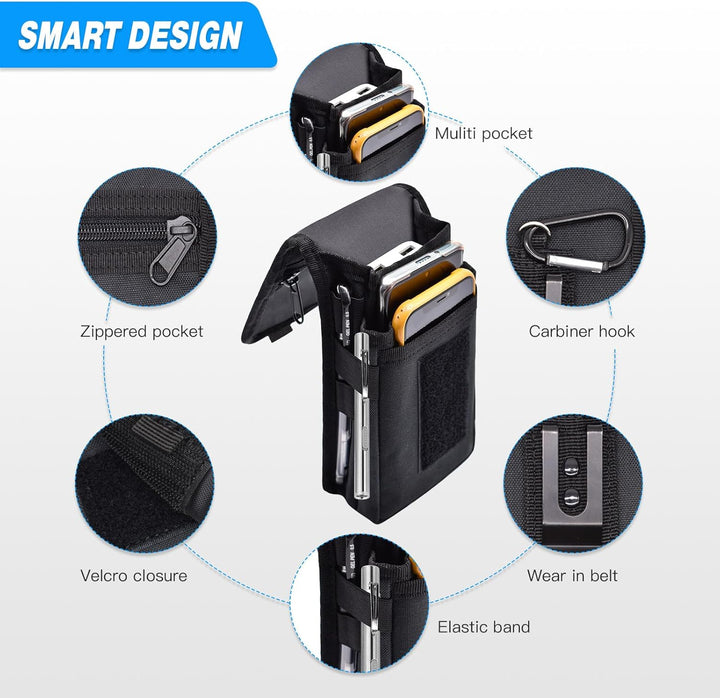 KATOLK Dual Phone Holster,Belt Phone Pouch, Large Smartphone Pouch Cell Phone Holder, Multi-Purpose