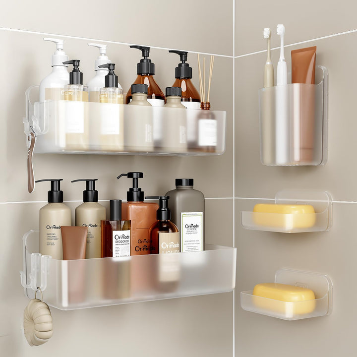Orimade Duschablage ohne Bohren-Duschregal 5 Stück,Shampoo Halterung für Dusche Grosse Kapazität,Bad