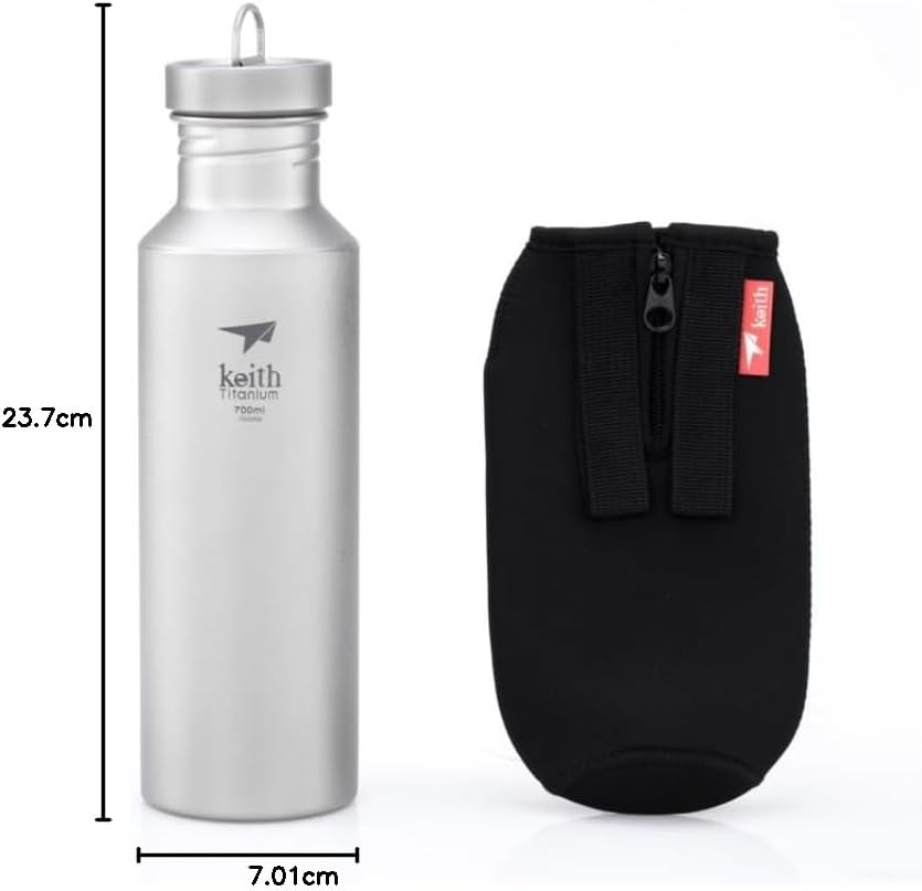 Keith Titanium Wasserflasche für Outdoor Camping Titan Sport Wasserkocher 700ml, 700ml
