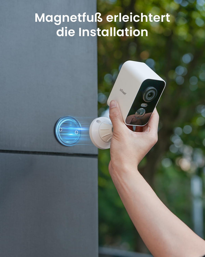 ieGeek 2K Überwachungskamera Aussen Akku mit Magnetische Montage, WLAN Kabellose Überwachungskamera