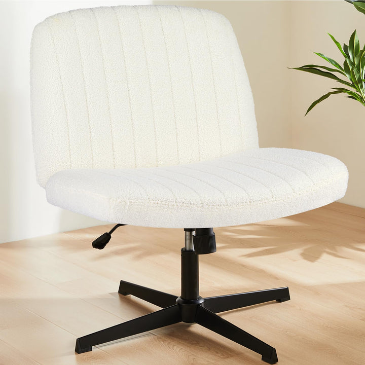 Sweetcrispy Bürostuhl Ohne Armlehnen, Schreibtischstuhl mit Teddy Velvet, Lesesessel mit Breiterem P