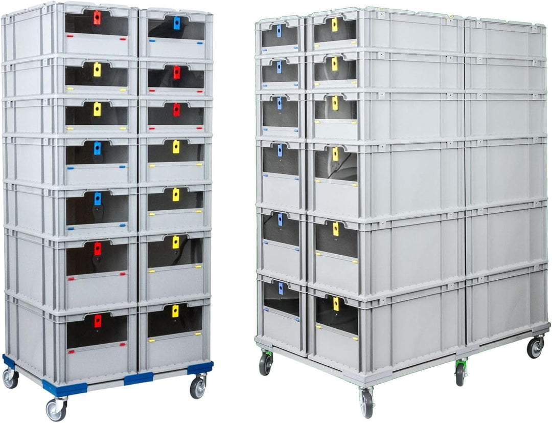 SparSet 5x Eurobox NextGen Insight Cover | HxBxT 22x30x40 | 20 Liter | Hoch/Blau | Eurobehälter, Tra