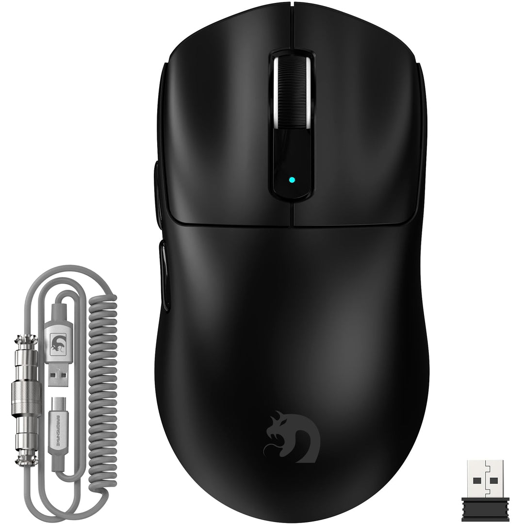 MAMBASNAKE M3 39g SUPERLEICHTE Kabellose Gaming-Maus mit Spiralkabel, PixArt PAW3395PRO-Sensor, Bis