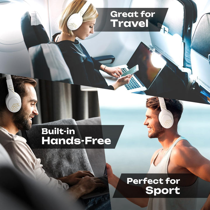PowerLocus Bluetooth Kopfhörer Over Ear, Kopfhörer Kabellos mit 3-EQ modi, 60std. Spielzeit, Hi-Fi-S