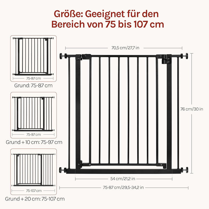 WOLTU Treppenschutzgitter, Türschutzgitter, Absperrgitter, Türgitter, 75-87 cm, mit/ohne Bohren, Aut