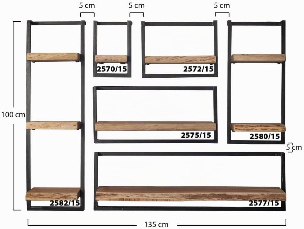RINGO-Living Massivholz Regal Alani in Natur-hell und Schwarz-matt 200mm, 200mm