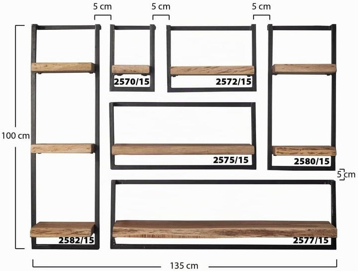 RINGO-Living Massivholz Regal Alani in Natur-hell und Schwarz-matt 200mm, 200mm