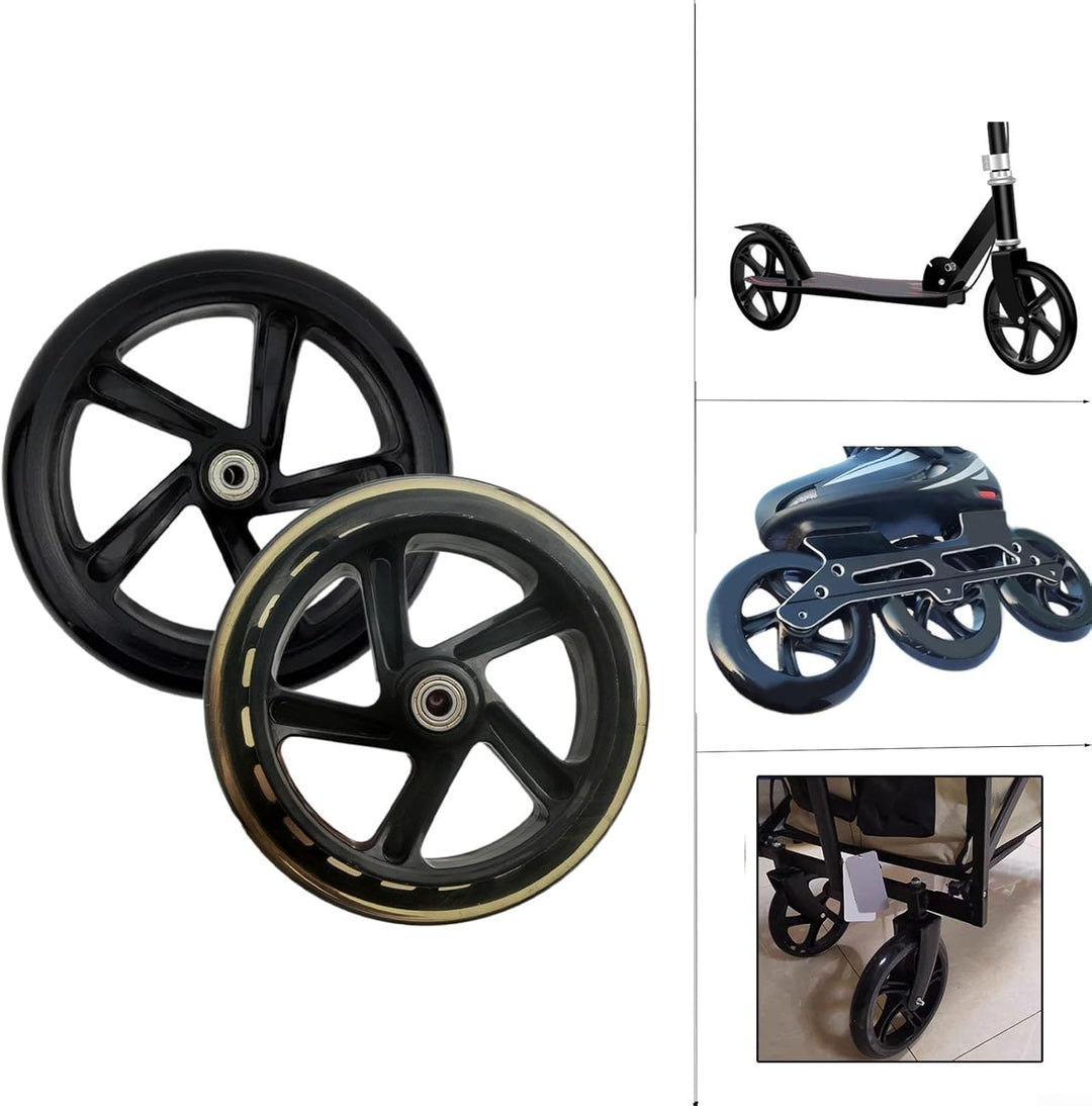 2er-Pack Scooter-Rad, 125mm - 200mm Scooter-Räder mit Lagern für Scooter, Rollschuhe, Trolleys, Loch