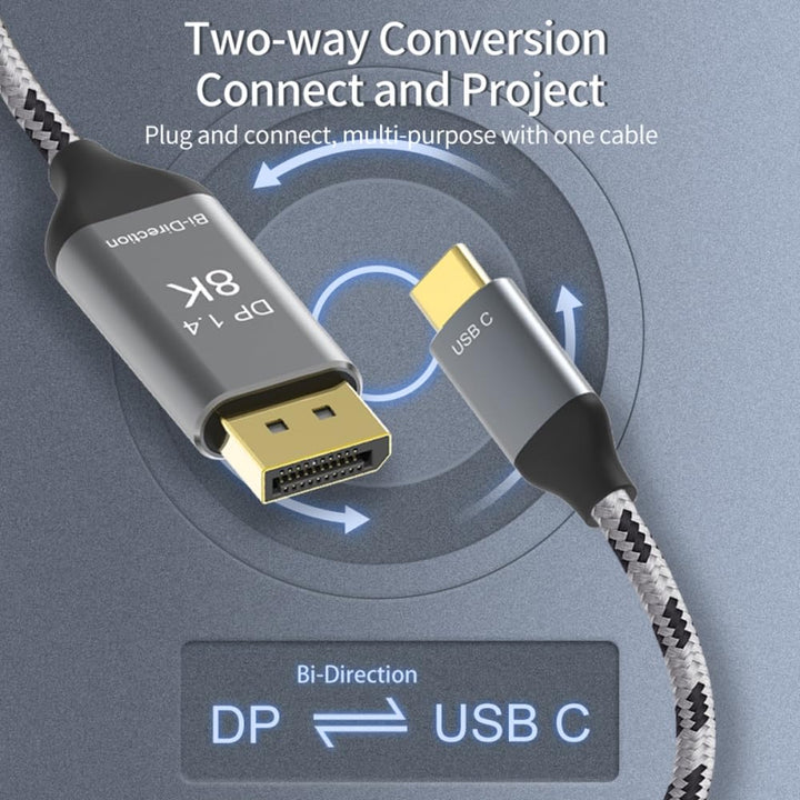 CY Reversibles DisplayPort DP Source zu USB 3.1 Typ C USB-C Displaykabel männlich 8K HDTV Kabel für