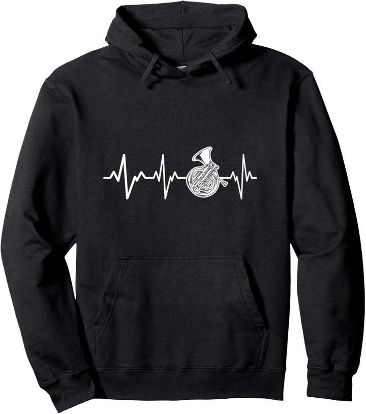 Waldhorn Herzschlag Geschenk Instrument Hornspieler Pullover Hoodie