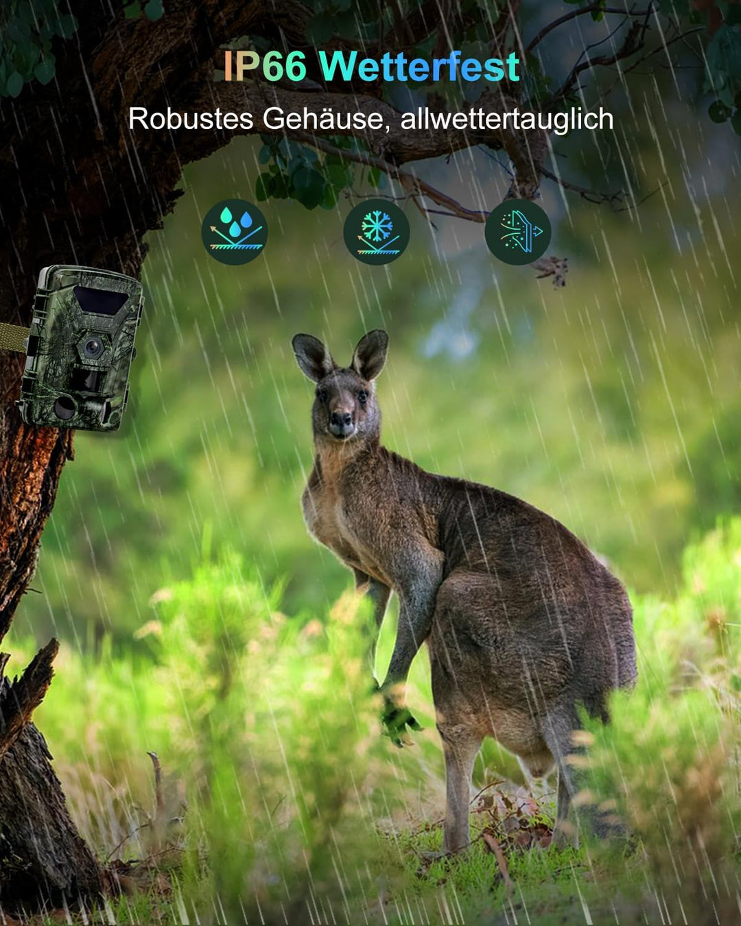 Wildkamera, 8K Wildtierkamera WLAN mit 32G Speicherkarte 60MP Wildcamera mit Handyübertragung APP, B
