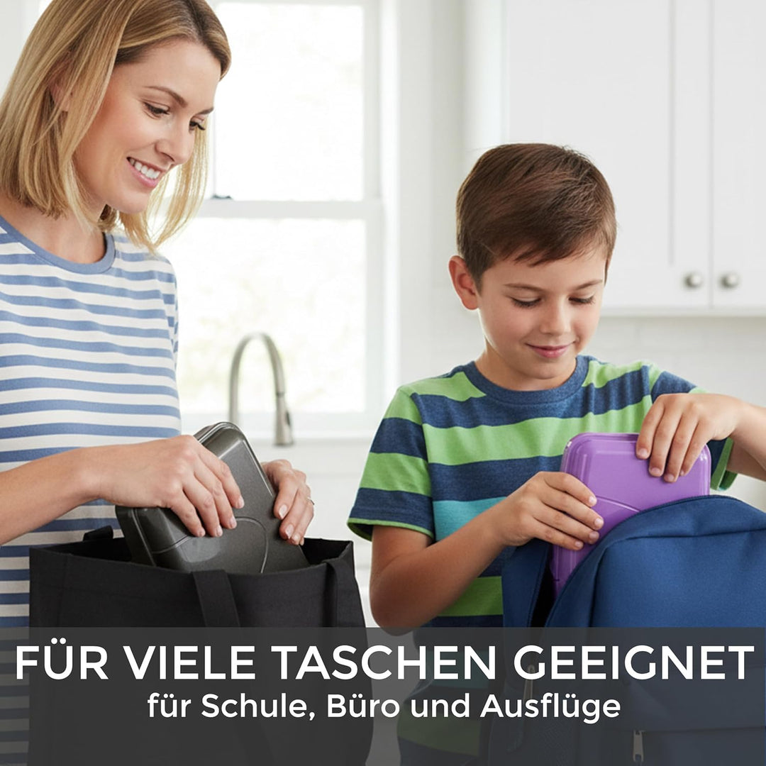 Hausfelder Brotdose Set Erwachsene – 4er Lunchbox Set blau mit 2 grossen (18x14x6,5cm) &amp; 2 kleinen (