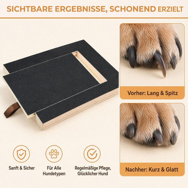 Krallenschleifer für Hunde - 35x25x3cm Holz Scratch Hund mit Leckerlibox, Inklusive Enthaarer und 2x