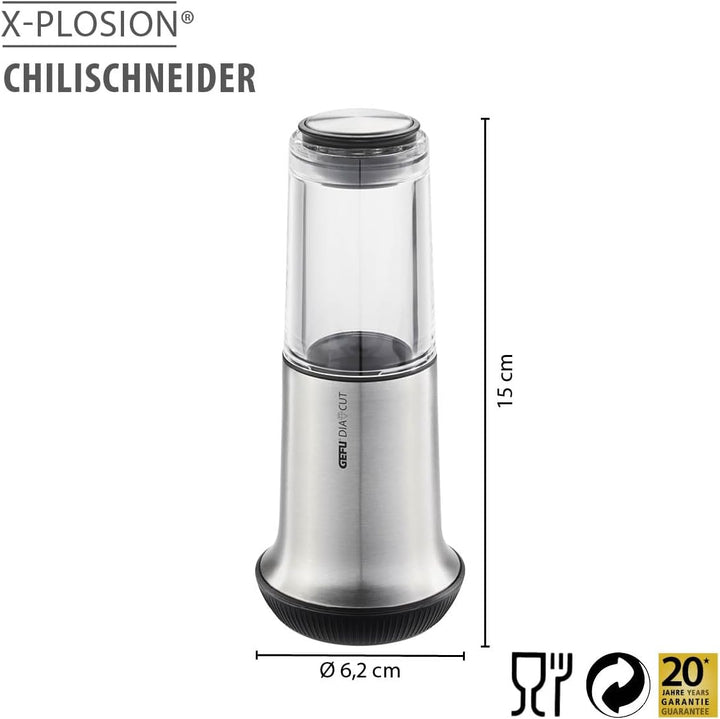 GEFU Chilischneider X-PLOSION - Chili Mühle & Gewürzschneider für Chilis und andere Gewürze - Schwar