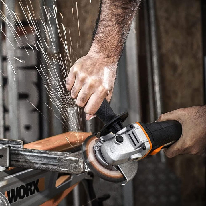 WORX WX800 Li-Ion Akku-Winkelschleifer 20V – Kompakter Schleifer mit schmalem Körper, Zusatzhandgrif