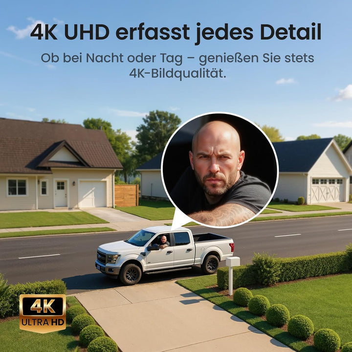 aosu T2 Ultra 4K UHD Überwachungskamera Aussen Solar Akku für Neue aosuBase, 6 Cam-Kit, TrueColor Na