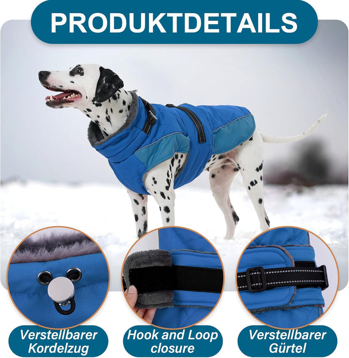 Wintermantel Hund M, Wintermantel Hunde mit Hohem Kragen, Warmer Hundejacke mit D-Ring für Cocker Sp
