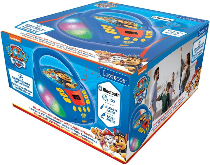 Lexibook - Paw Patrol - Bluetooth-CD-Player für Kinder - Tragbar, Lichteffekte, Mikrofonbuchse, Aux-