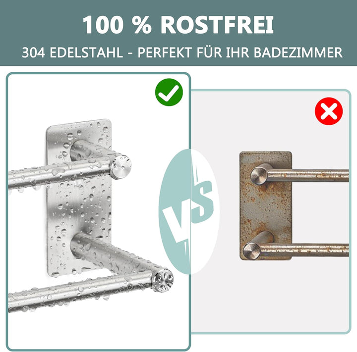 Handtuchhalter Ohne Bohren, 84,5cm Doppelt Bad Handtuchstange Wandmontage, 304 Edelstahl Selbstklebe