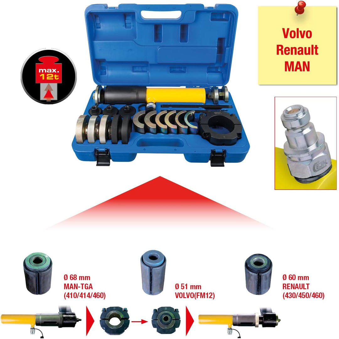 KS Tools 460.1705 Schlitzbuchsen-Werkzeug-Satz für Silentlager-Schlitzbuchsen, 19-tlg