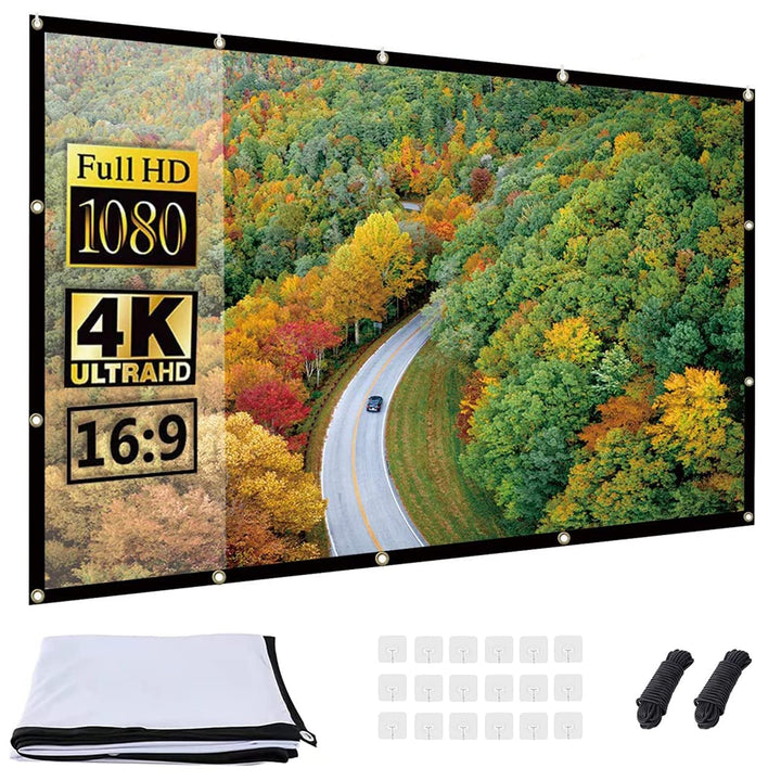 OWill Beamerleinwand 16:9 HD faltbar für Heimkino Indoor Outdoor (120 Zoll), 120 Zoll