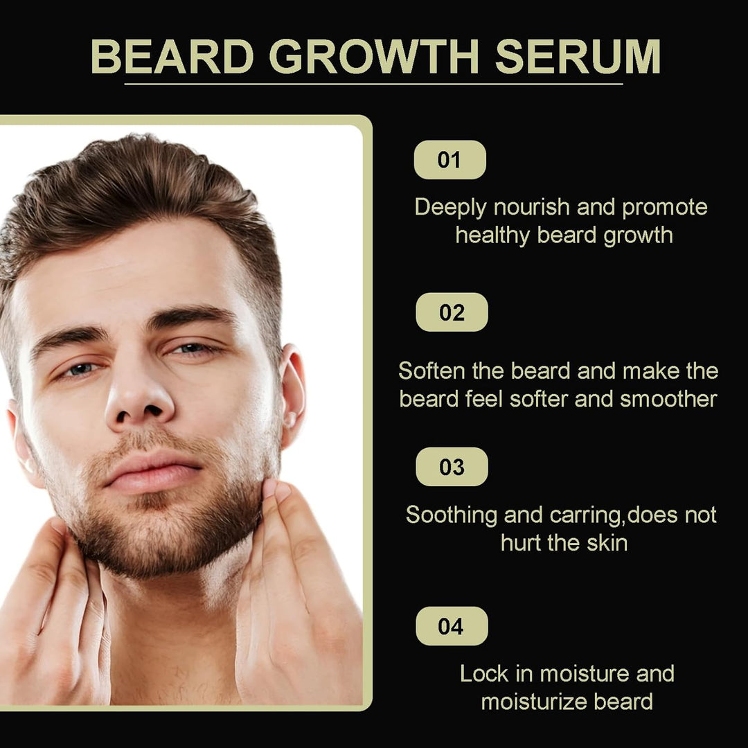 Bartwuchs Kit, 2 Stück Bartwuchs Serum Öl mit 2 Bartroller, Bartwachstums Öl, Bartwuchs Kit, Bartwac