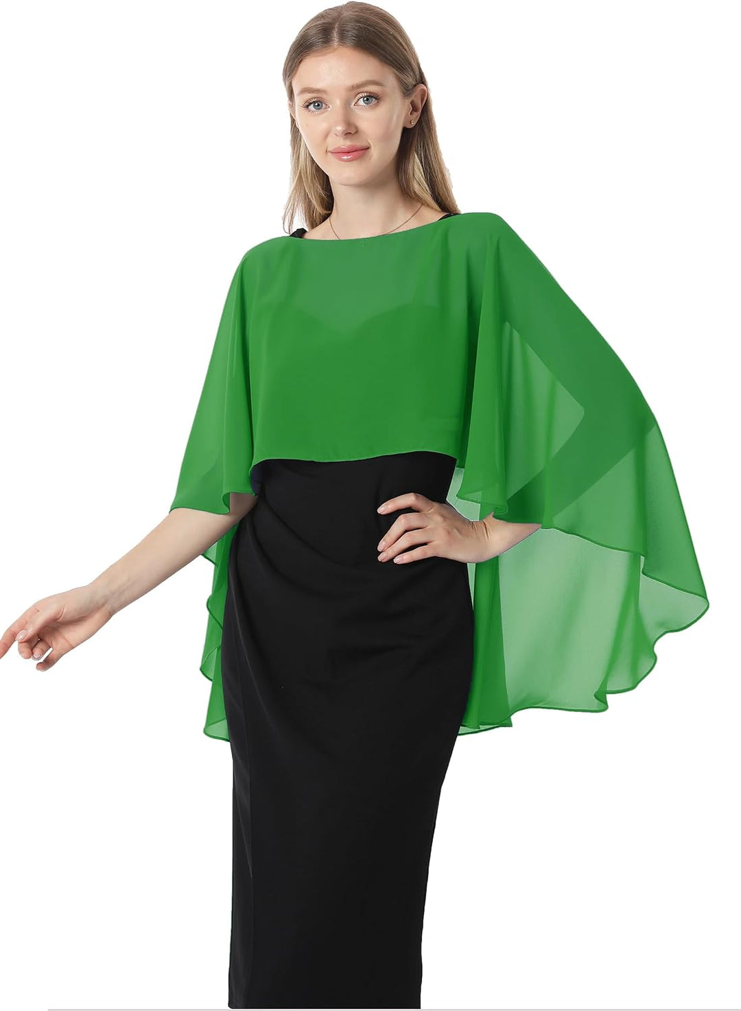 Damen Chiffon-umhang001 Pashmina-Schal Einheitsgrösse Grün, Einheitsgrösse Grün