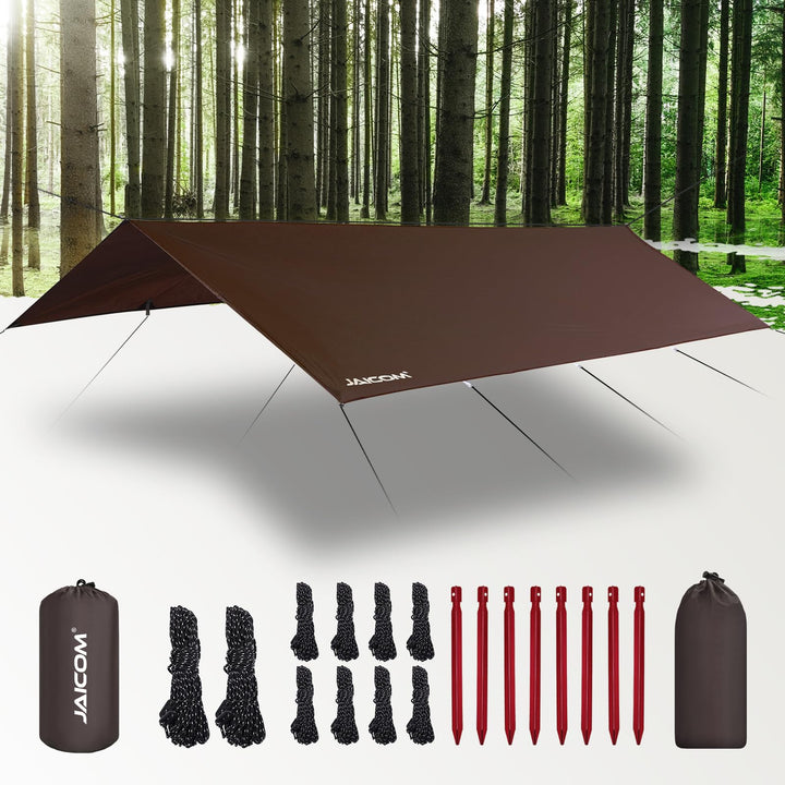 JAICOM Tarp Wasserdicht - 3x3M/4M/5M Camping Zeltplane, Ultraleicht und Tragbar, UV-Schutz & Schnee
