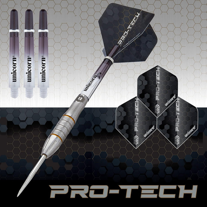 Unicorn Dartpfeile Set | Pro-Tech Style | 90% natürliche Wolfram Barrels mit goldenen Akzenten &amp; Vol