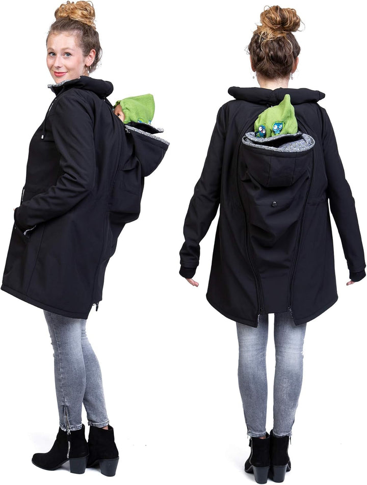 Viva la Mama 4in1 Trageparka für Tragen auf dem Rücken oder der Brust, Allwetter Softshell - PINA M