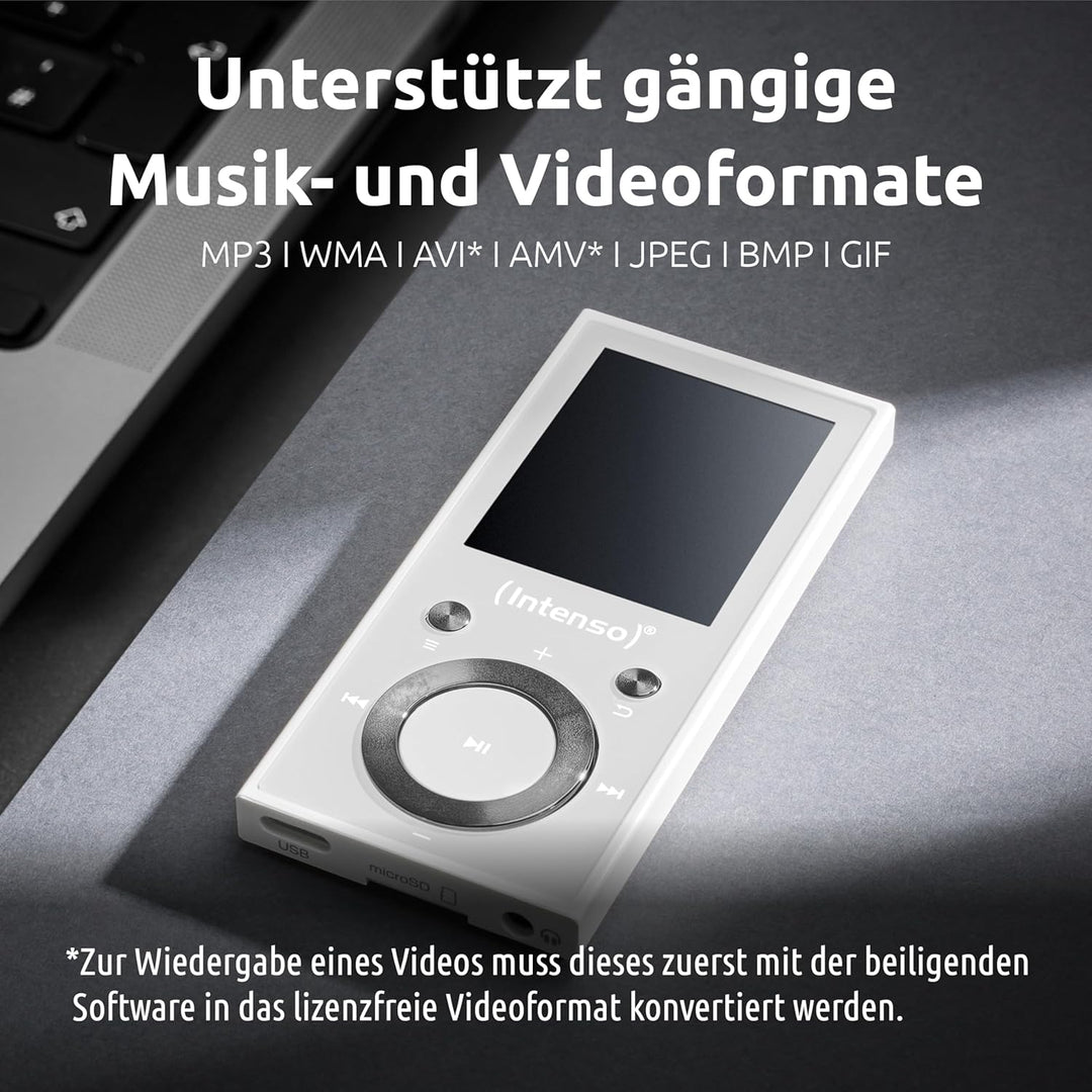 Intenso Video Scooter BT MP3 Player mit Bluetooth 5.0, 1,8 Zoll Farbdisplay, 64 GB microSD, USB-C, b