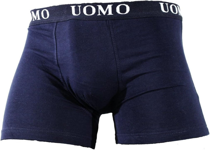 UOMO 10 x Plain Cotton Boxer Shorts Mens Underwear Clasico Black Blue Grey - - Large