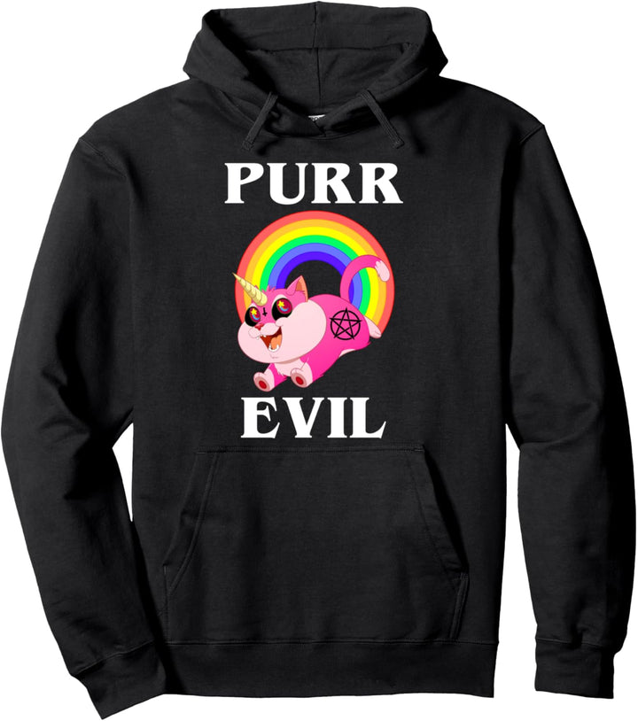Purr Evil, Satanischer Okkulter Teufel Einhorn Katze Satan Pullover Hoodie