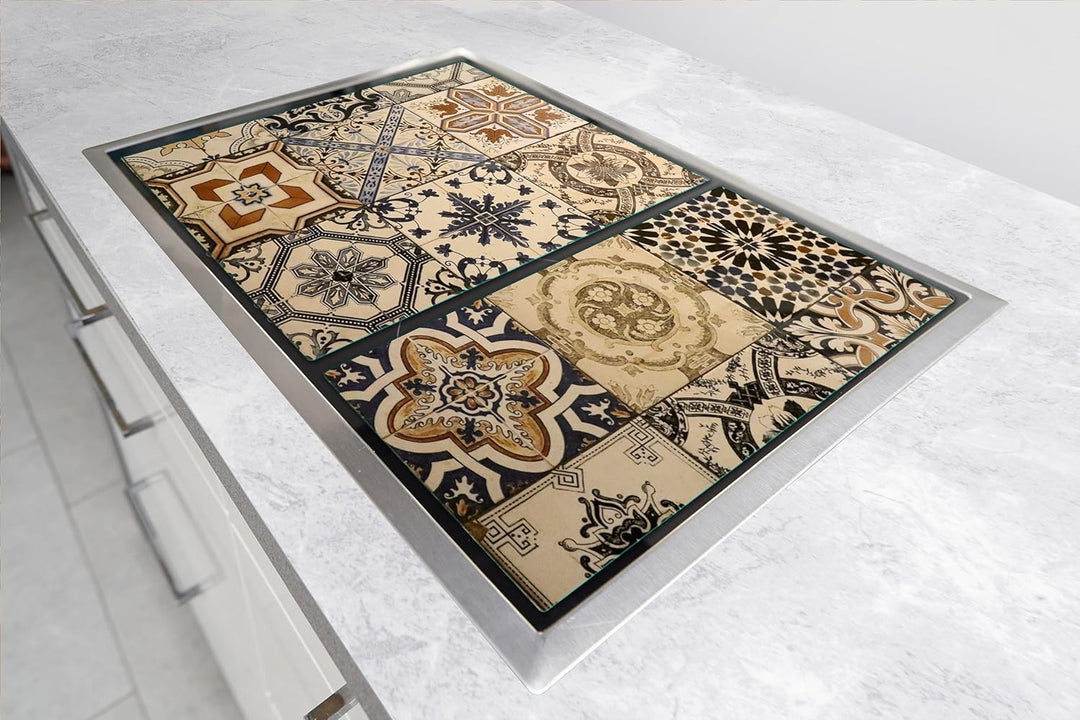 TMK ArtDeko Herdabdeckplatte 2 Teilig 40x52 + 35x52 cm - Spritzschutz Herdabdeckung – Herdschutz aus