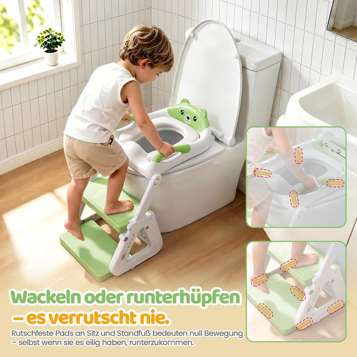 Orzbow Toilettensitz Kinder mit Treppe, Stabil Kinder Toilettensitz mit Dreiecksstruktur, Verlängert