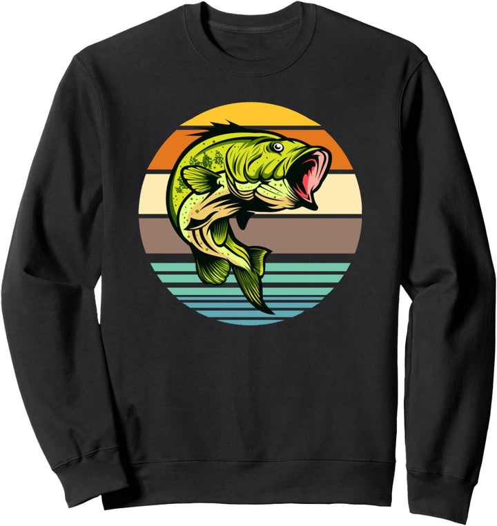 Retro Sunset Bass Fishing Sweatshirt