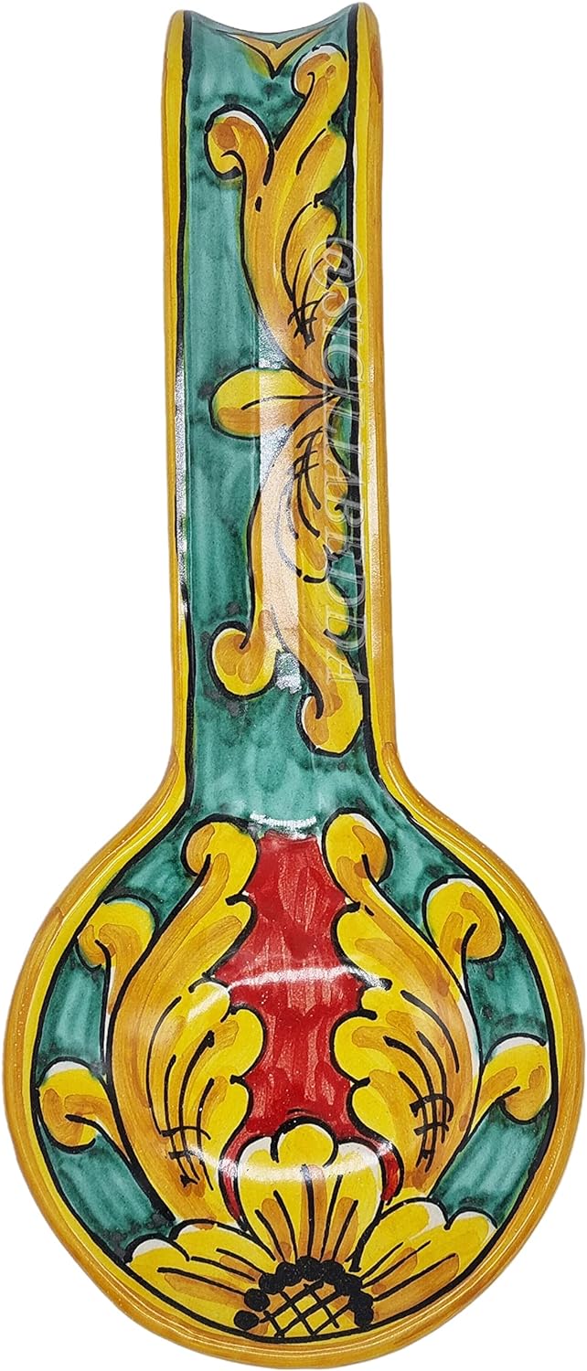 sicilia bedda - Löffelablage aus Keramik von Caltagirone - Verschiedene Designs - Authentisches hand