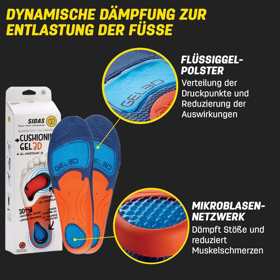 Sidas Gel 3D Cushioning Insoles XS(35-36) Blau, XS(35-36) Blau