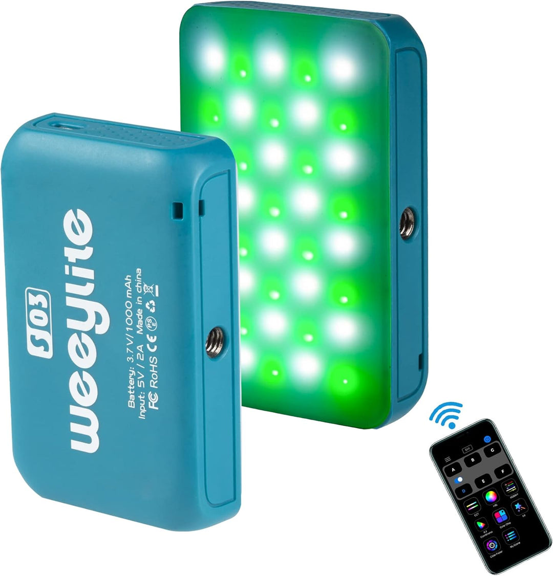 Weeylite RGB LED Videoleuchte, S03 Mini Videolicht mit APP-Steuerung,Kamera Licht Dauerlicht Dimmbar