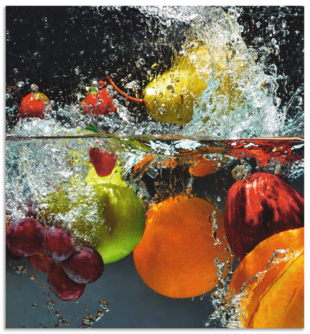 ARTland Spritzschutz Küche aus Alu für Herd Spüle 60x65 cm (BxH) Küchenrückwand mit Motiv Essen Obst