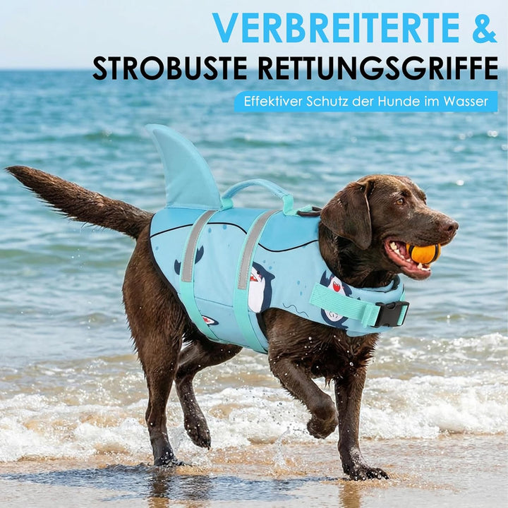 AOFITEE Schwimmweste Hund Klein, Verstellbar Hunde Schwimmweste Hai, Ripstop Hundeschwimmweste Klein