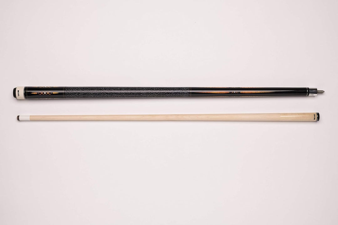 BE0-053 Billard-Queue für Poolbillard, 2-teilig, mit Klebeleder, Vollholz-Oberteil, Leinen-Griffband
