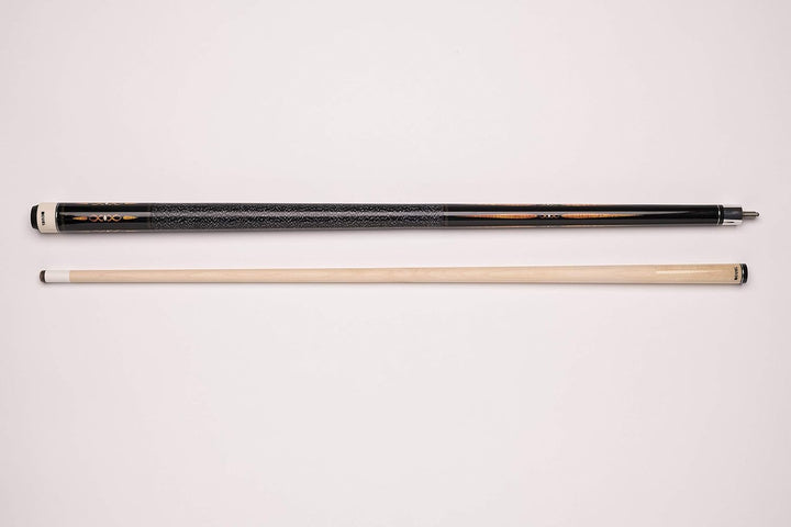 BE0-053 Billard-Queue für Poolbillard, 2-teilig, mit Klebeleder, Vollholz-Oberteil, Leinen-Griffband