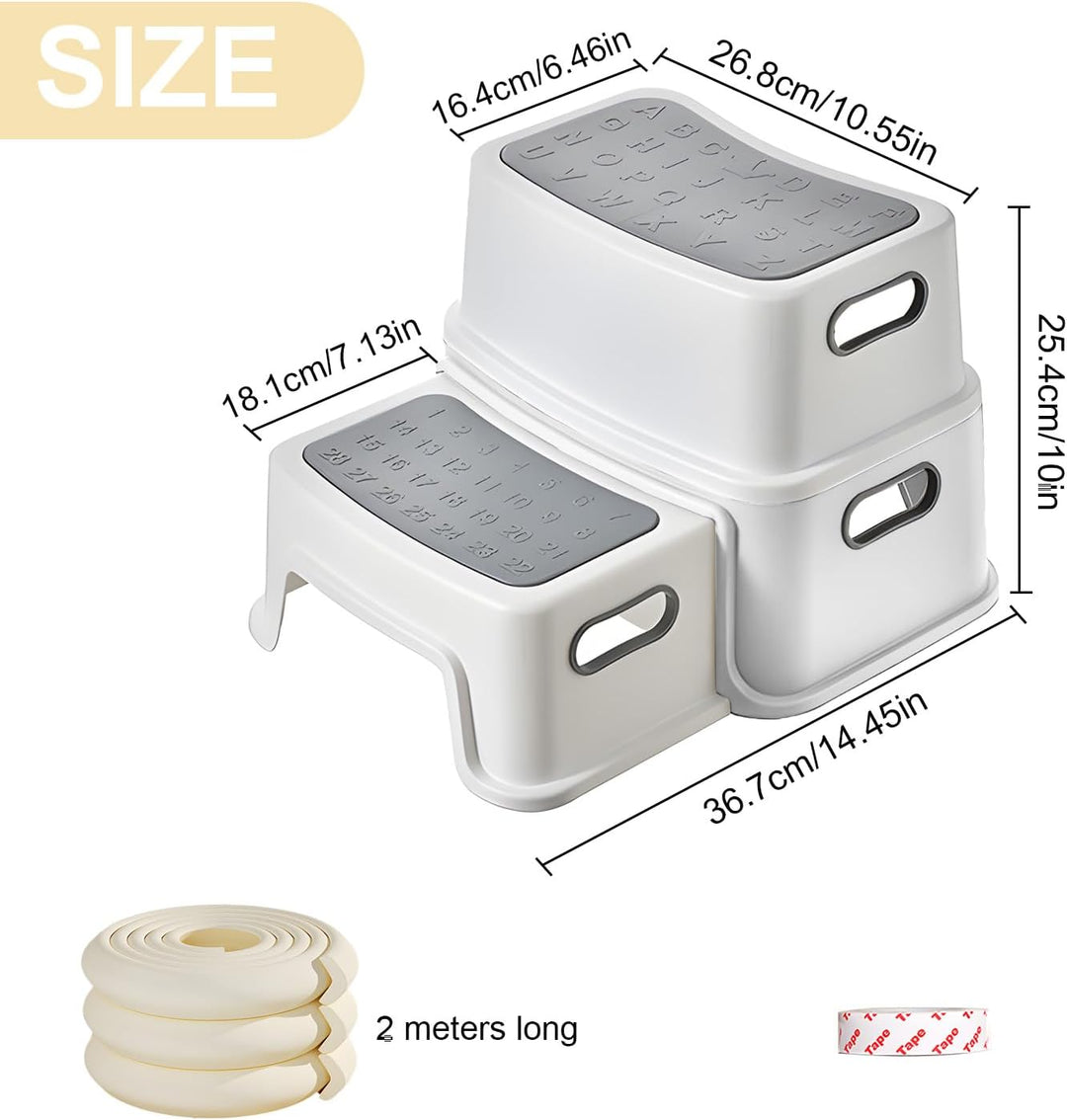 Kinder Tritthocker, 2-Stufen Sicherer Hocker, Kinderhocker Anti-Rutschfüssen &amp; Kippschutz Klohocker