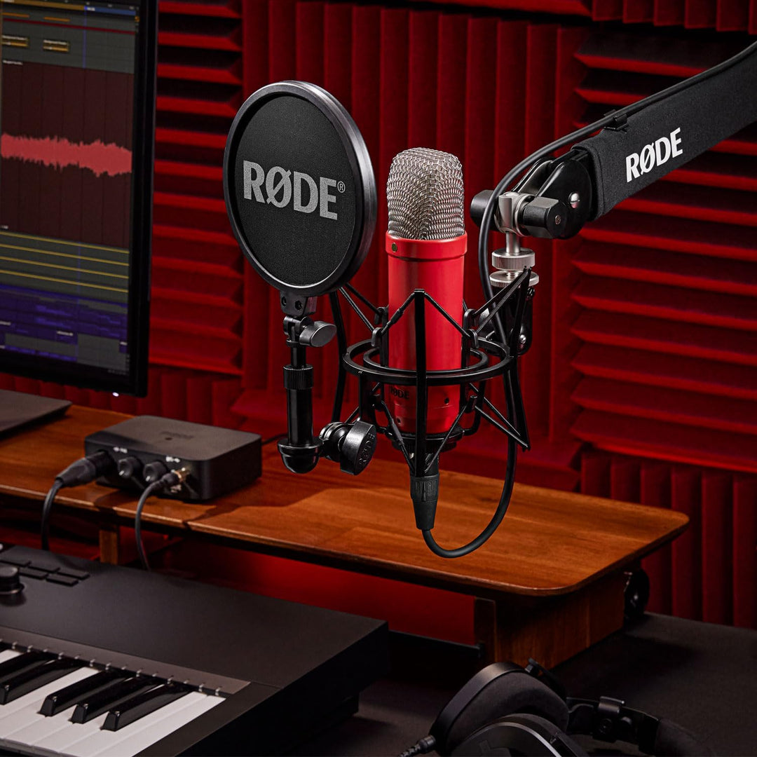 Rode NT1 Signature Red Studio-Mikrofon Rot + keepdrum MS138 Gelenkarm-Stativ Schwarz red Mikrofon Ro