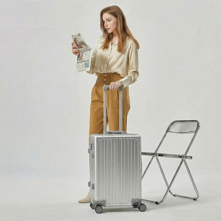 Simcat 100% Aluminium Koffer Handgepäck – Premium Hartschalenkoffer mit TSA-Schloss &amp; 4 leise Doppel