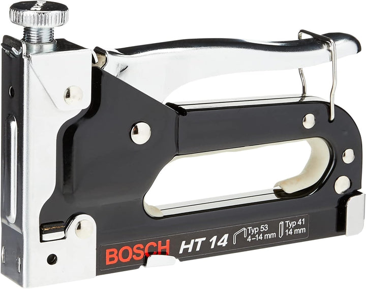 Bosch Professional Handtacker HT 14 (Holz, Klammertyp 53) &amp; Feindrahtklammer Typ 53 (für Textilien,