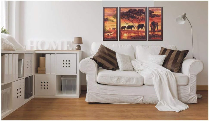 Bilderrahmen Triptychon, Grösse 50x80cm, Farbe Braun, ideal für Malen nach Zahlen Triptychon Bilder