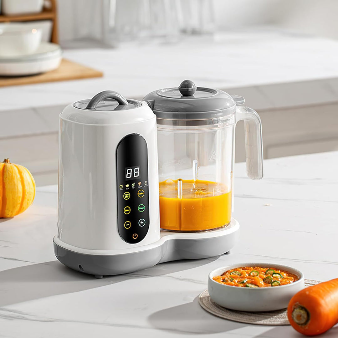 4-in-1 Babybrei Zubereiter & Dampfgarer Mixer Baby, 400ml Baby Küchenmaschine mit Touchscreen, Autom
